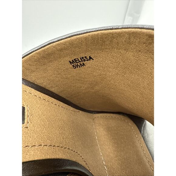 Tahari Melissa Women's Sz 5.5 M‎ Leather Mule Sandals Glitter Heel Gray NWOB - Picture 6 of 10